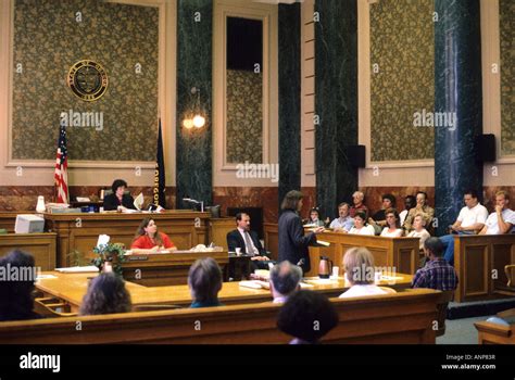 Jury Seated In A Courtroom In Portland Oregon Stock Photo Alamy