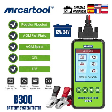 Mr Cartool B300 12v 24v Car Truck Battery Tester Automotive Charging Cranking System Test