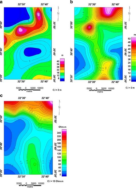 A Depth Map Of Quaternary Aquifer B Isopach Map Of Quaternary Aquifer