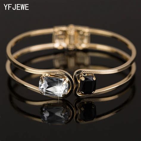 YFJEWE Fashion Women Bracelet gold color Elegant Jewelry Fashion Bud Crystal Bracelets Bangles ...