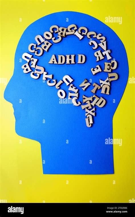 Diagram Representing The Human Brain And Adhd Using Wooden Panels Stock