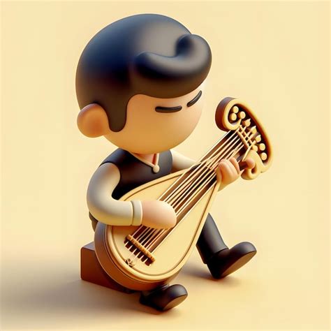 Premium Photo Cartoon Man Playing A Musical Instrument On A White