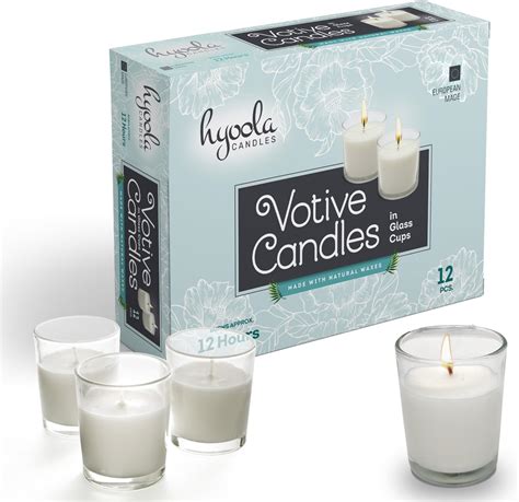 Hyoola White Votive Candles In Glass Pack Of 12 Votive Candle 12 Hour Burn Time Unscented