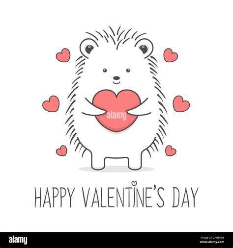 Cute Hedgehog Holding Heart Valentines Day Stock Vector Image Art Alamy