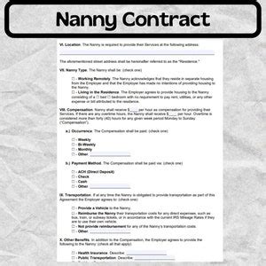 Nanny Contract Nanny Contract Template Nanny Contract Forms - Etsy