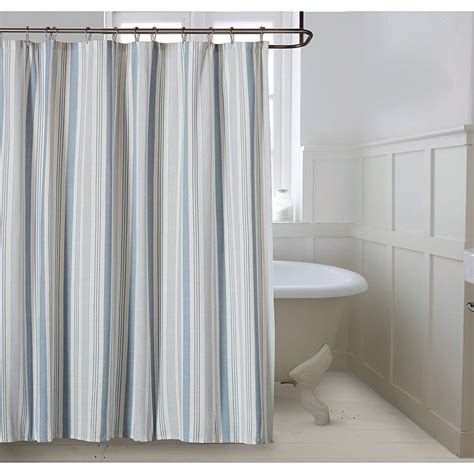 Bee And Willow Coastal Stripe 72 X 98 Shower Curtain In Blue Fog