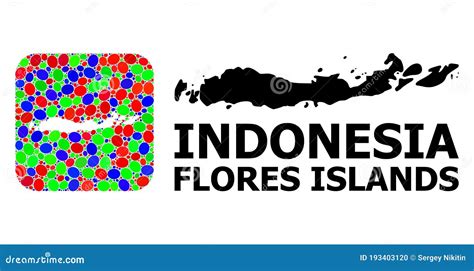 Mosaic Hole And Solid Map Of Indonesia Flores Islands Stock Vector