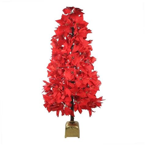 Northlight 4 Ft Pre Lit Poinsettia Red Artificial Christmas Tree With