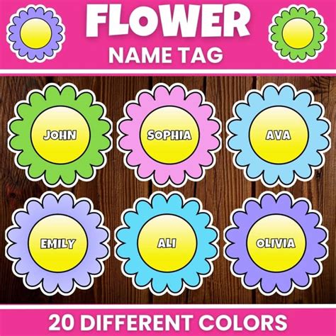 editable flower  tags  day  school floral desk labels activity