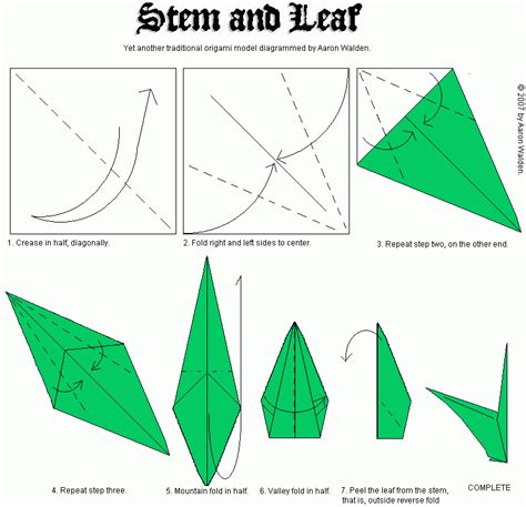 NEW ORIGAMI ROSE WITH STEM AND LEAF INSTRUCTIONS - Origami