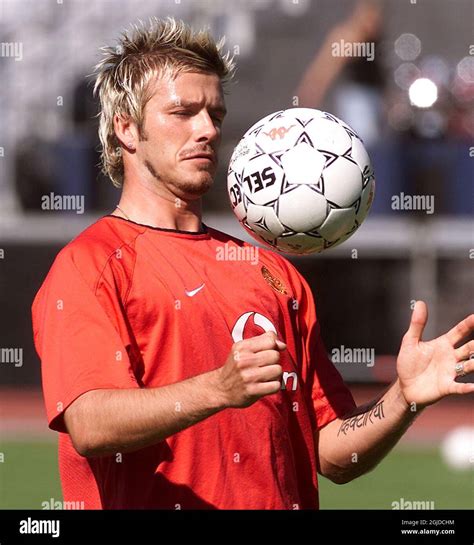 Manchester United David Beckham During Training In Denmark To Play A