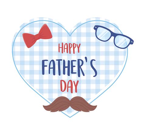 Happy Fathers Day Moustache Glasses Bow Tie Background Heart 1827658