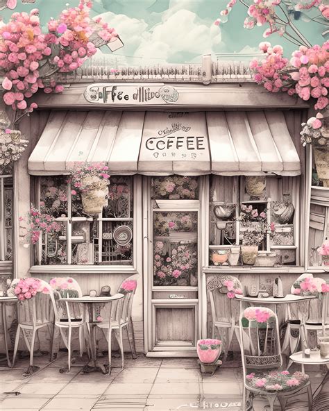 Cute Shabby Chic Coffee Shop Graphic Creative Fabrica