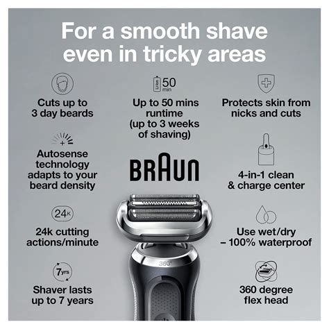 Braun Electric Razor for Men Series 7 7075cc Wet &Dry Beard Trimmer ...