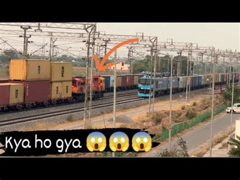 Most Powerful Locomotive Of India Wag B With Double Stack Containers