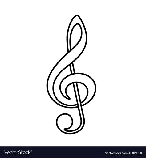 Outline Music Note Symbol Treble Clef Isolated Vector Image