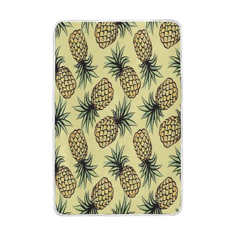 Tropical Pineapple Watercolor Blanket Soft Warm Cozy Bed Couch