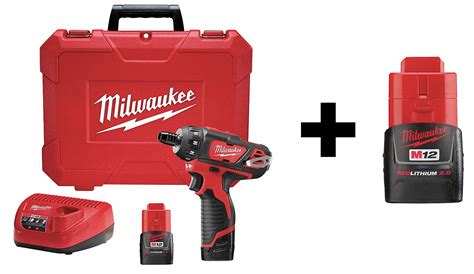 MILWAUKEE Cordless Screwdriver Kit, 12V, W/Add Bat - 7DF43|7DF43 - Grainger