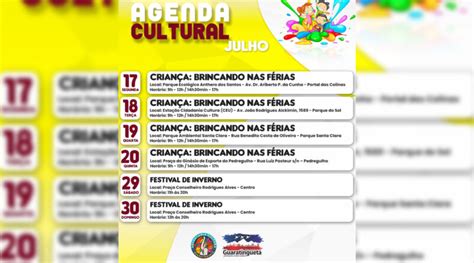 Agenda Cultural Confira a programação deste mês de julho Prefeitura