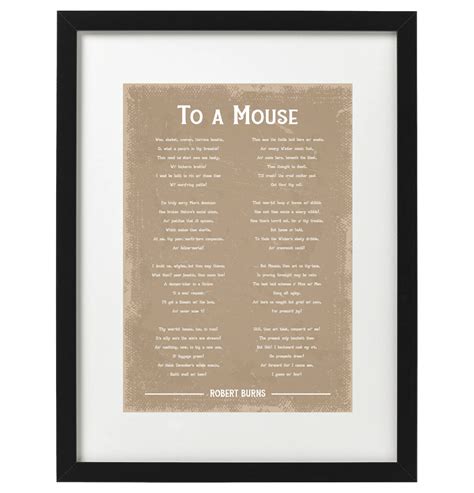 Robert Burns To A Mouse Poem Art Print Etsy Uk