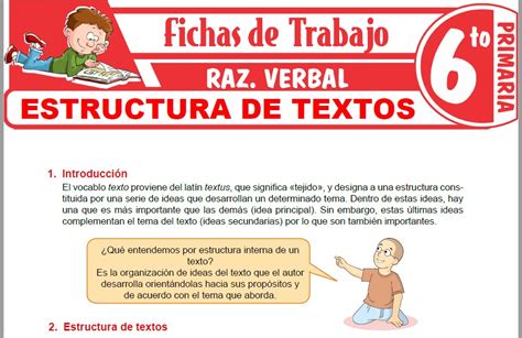 Estructura De Textos Para Sexto Primaria Fichas Trabajo Hot Sex Hot