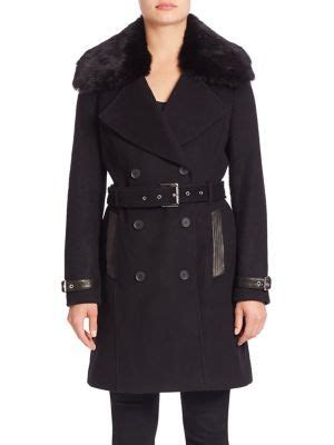 Andrew Marc Trench Coat With Detachable Fur Collar Andrewmarc Cloth