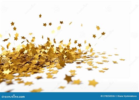 Star Shaped Golden Glitter Confetti Isolated On White Ai Generated