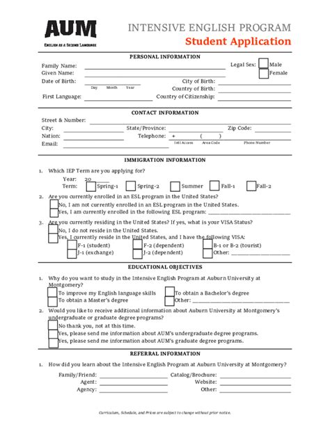 Fillable Online INTENSIVE ENGLISH PROGRAM Application Instructions Fax