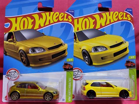 Hot Wheels 1999 Honda Civic Type R Ek9 Gold Super Treasure Hunt Hw Hobbies And Toys Toys