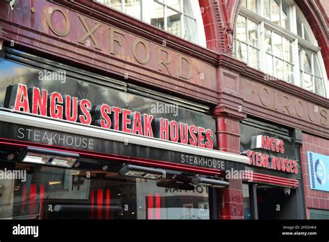 Sign Above The Angus Steakhouse Restaurant Oxford Circus London UK