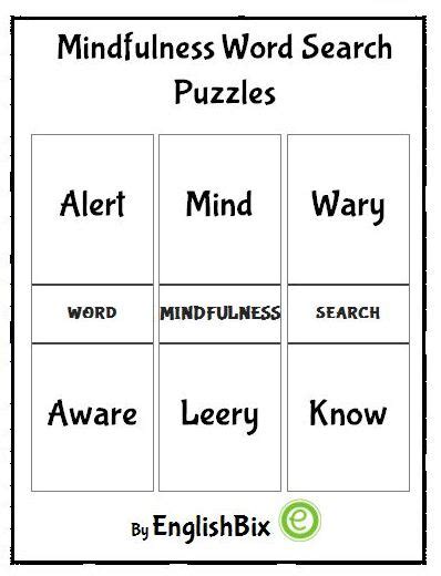 Mindfulness Practice Words Search Mini Workbook Englishbix