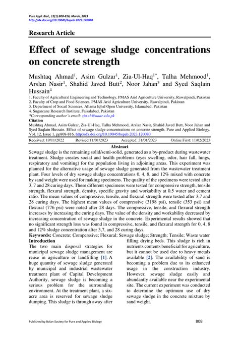 PDF Effect Of Sewage Sludge Concentrations On Concrete Strength