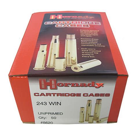 Hornady 243 Unprimed Brass 50 090255486209