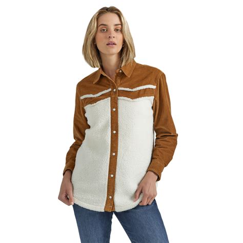 Murdoch S Wrangler Women S Retro Corduroy Yoke Sherpa Shirt Jacket