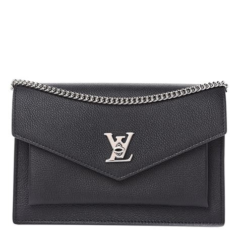 LOUIS VUITTON Soft Calfskin My Lockme Chain Pochette Black 498683