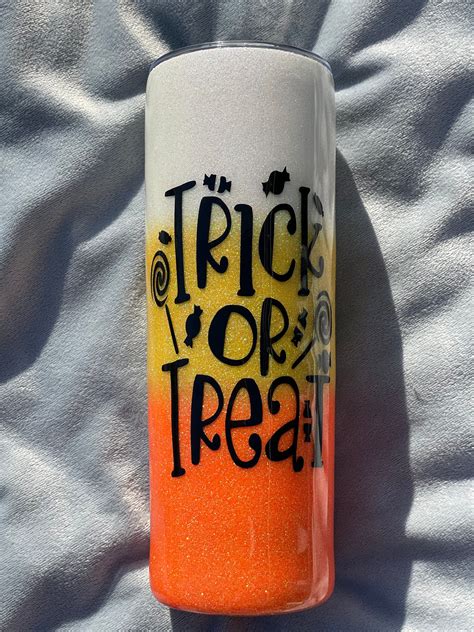 Halloween Trick Or Treat Glitter Tumbler Etsy In 2022 Glitter Tumbler Custom Tumbler Cups