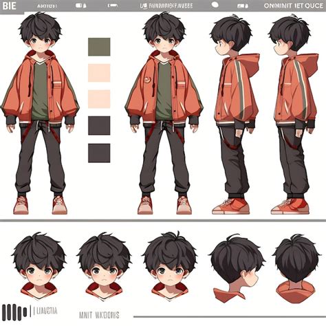 Premium AI Image | Trendy Anime Boy Character Turnaround Concept Art Sheet Showcasing A Handsome ...