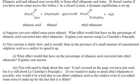 [solved] Ethanoic Acid And Ethanol React Reversibly To Form Ethyl Ethanoate Course Hero