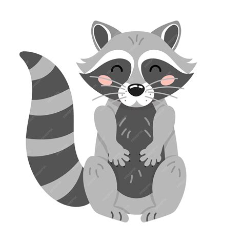 Premium Vector Cute Cartoon Raccoon In Flat Style Forest Animal Kids