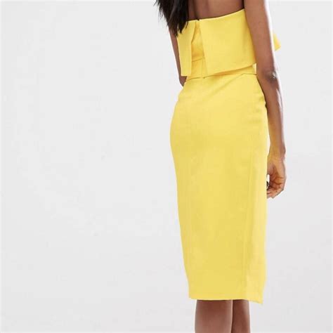 Lavish Alice Yellow Strapless Dress With High Depop