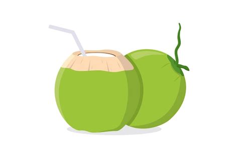 Premium Vector | Young coconut juice isolated on white background flat style illustration vector