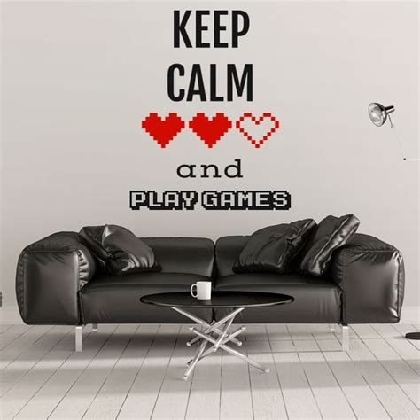 Vinile Decorativo Frasi Keep Calm And Play Games