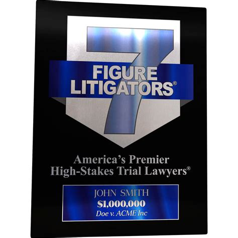 Additional 16″ Black Aluminum Wall Plaque High Stakes Litigators