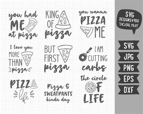 Pizza SVG Bundle Pizza Lover Quotes Clipart In Eps Dxf Svg Etsy