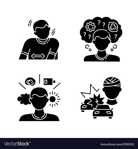 Mental Problem Black Glyph Icons Set On White Vector Image