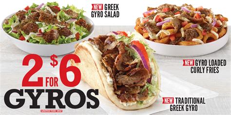 Arby's 2 for $6 Gyros and New Greek Gyro Salad & Gyro Curly Fries ...