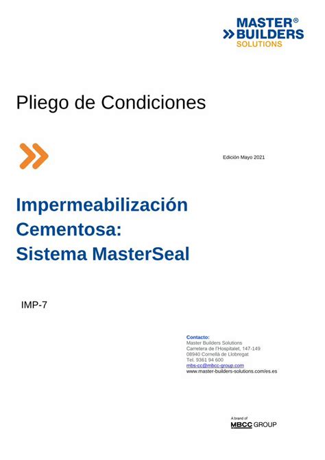 PDF Impermeabilización Cementosa Sistema MasterSeal PDFSLIDE NET