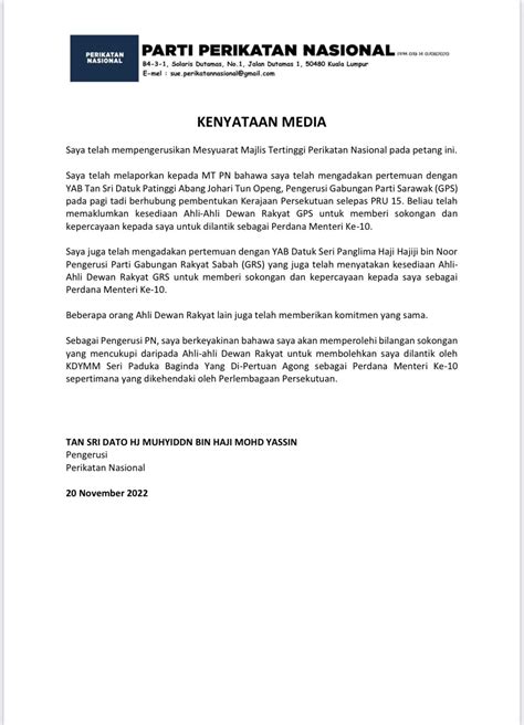 Media Statement by Tan Sri Muhyiddin Yassin : r/malaysia