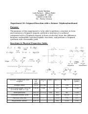 Grignard Reaction Synthesis Of Triphenylmethanol Course Hero