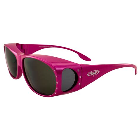 Global Vision Eyewear Fanfare 2 Pink Sm Womens Over Prescription Sunglasses Smoke Lens Pink